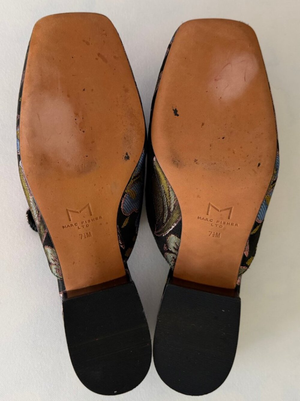 Marc Fisher Metallic Lailey Floral Slip On Square Toe Mules - Picture 6 of 7